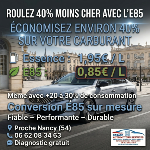 Conversion éthanol - e85 - Garage AUTO MOTORS SERVICES proche de Nancy (54)